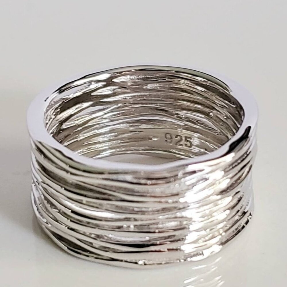 Thick Ring, Sterling Silver Women Ring, 925 Stamped, Woven Ring, Thumb Wide Band